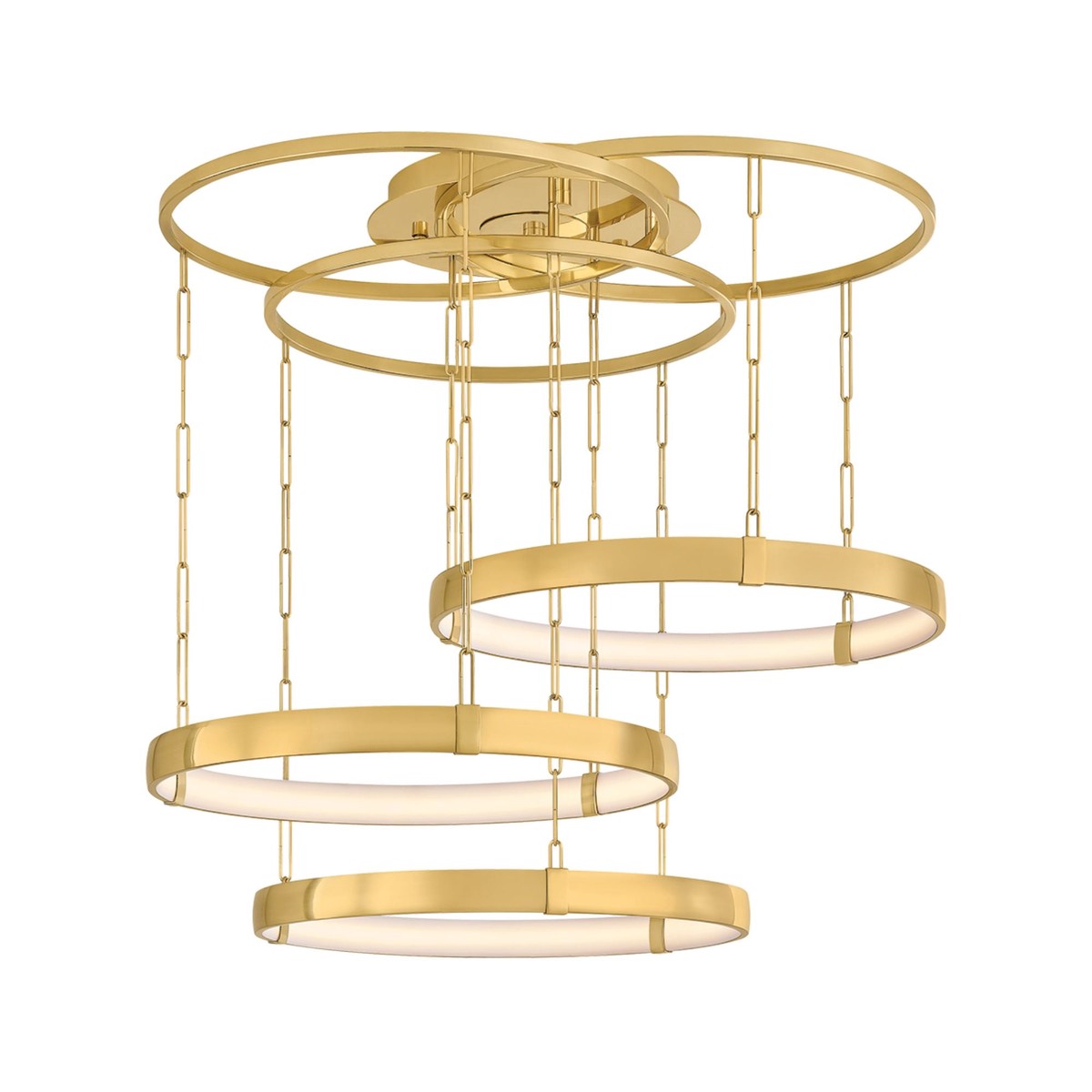 Corbett Chiasso 38 in. 3-Light Chandelier, Vintage Polished Brass with White Acrylic Shades
