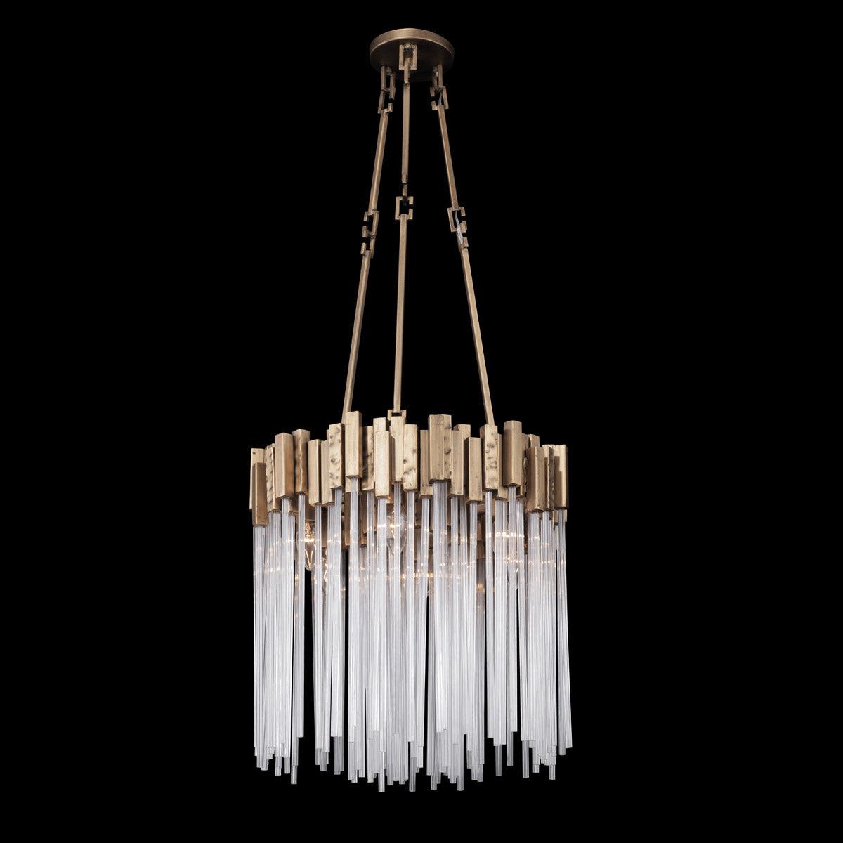 Matrix 6-Light Pendant in Havana Gold with Clear Fluted Glass