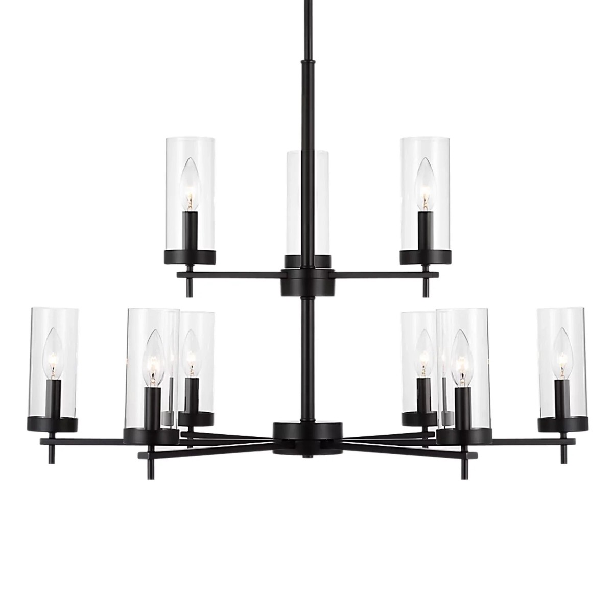 Visual Comfort Studio Zire 32" 9-Light Chandelier, Midnight Black Finish