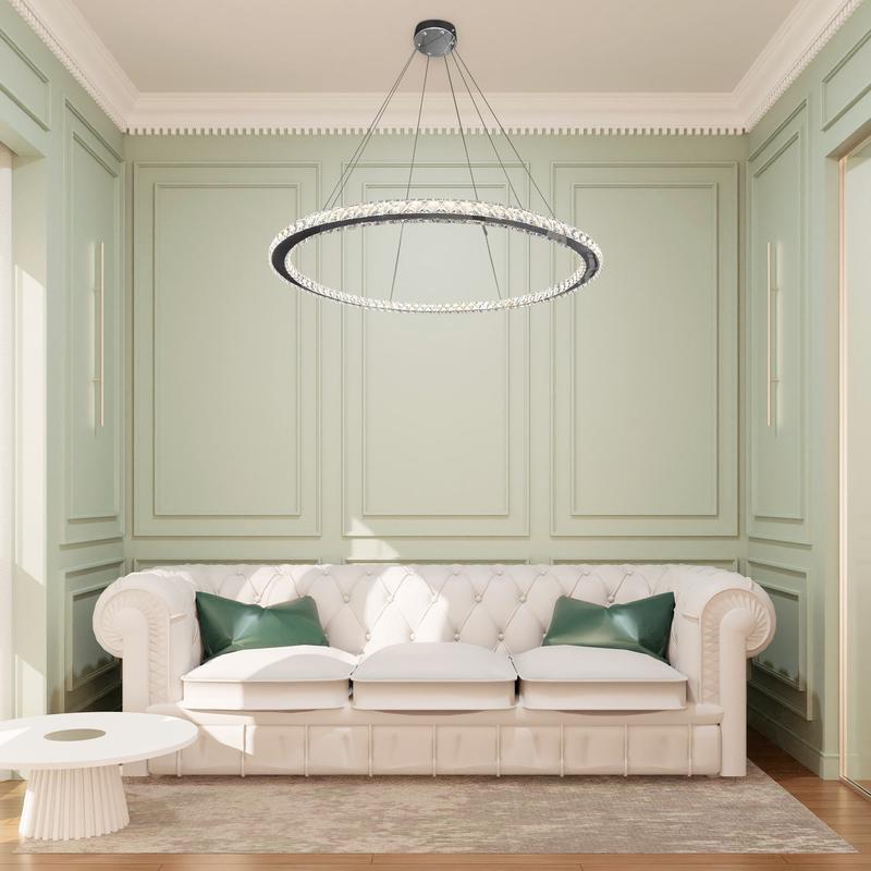 1 Thin Ring Crystal Chandelier // Chrome  | Finesse
