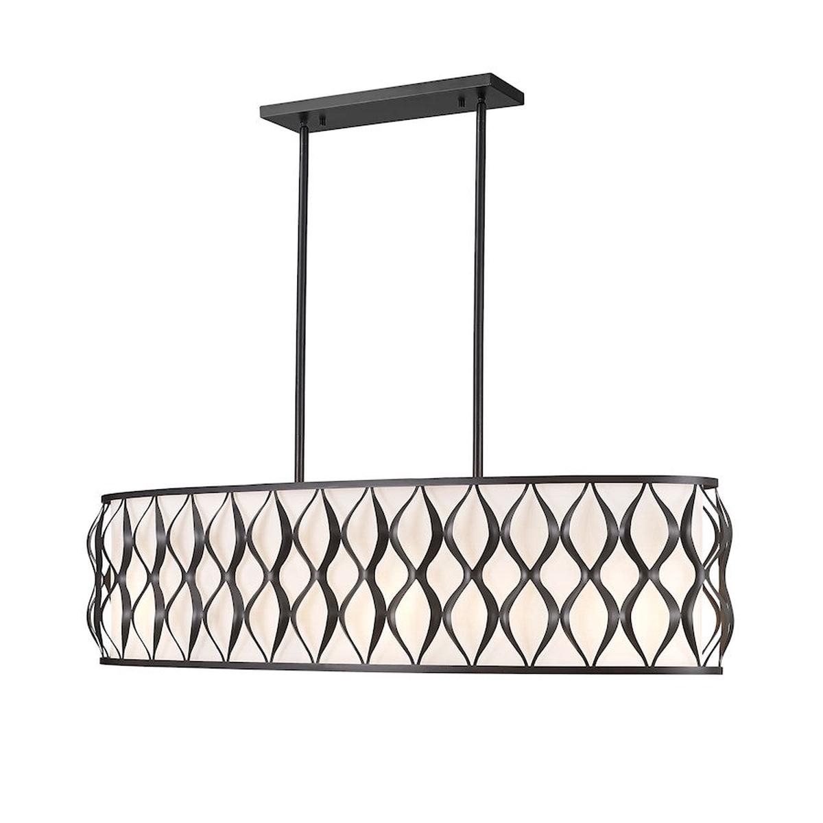 10 Light Linear Chandelier, Matte Black