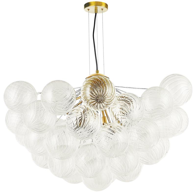 1 2 Light  Chandelier, Agb W/ Clr Spiral Glass | CLZ-3612C-AGB