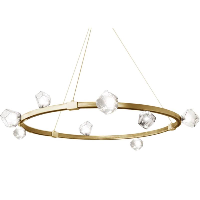 1 2 Light Halogen Chandelier, Agb W/ Clear Gls | PRN-4212C-AGB