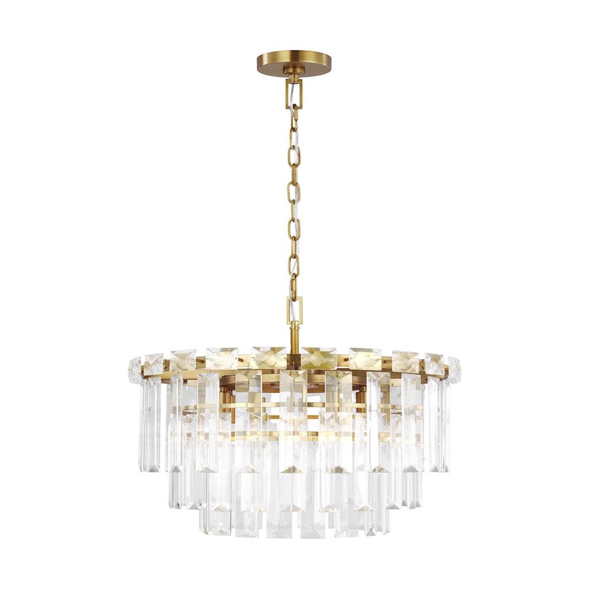 10 Light Medium Chandelier, Burnished Brass