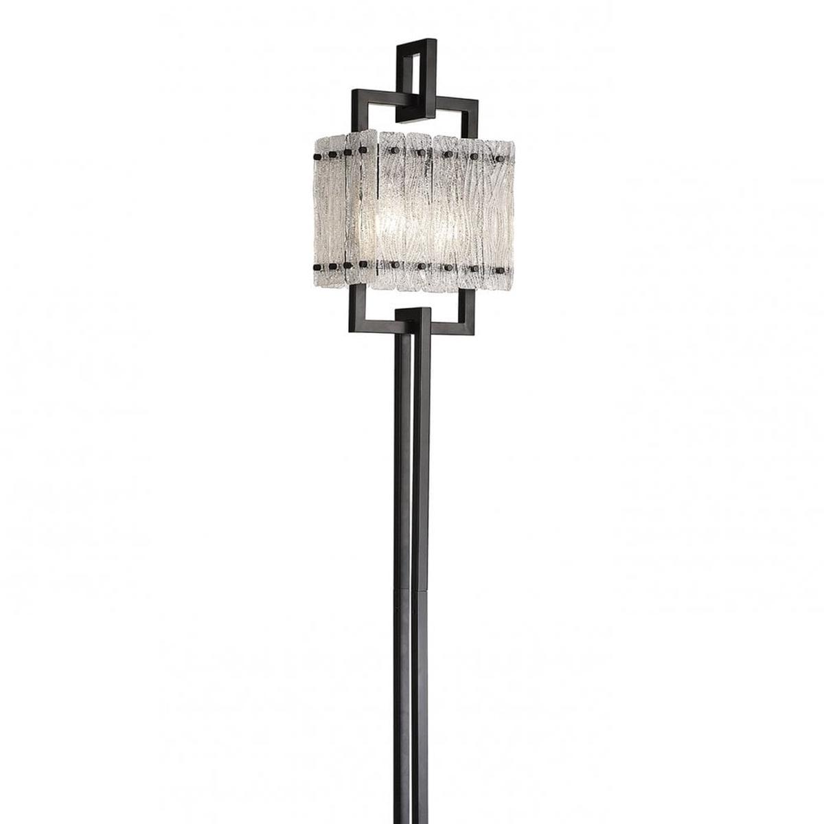 Pierre Matt Black Floor Lamp with Crystal Sand Artistic Glass