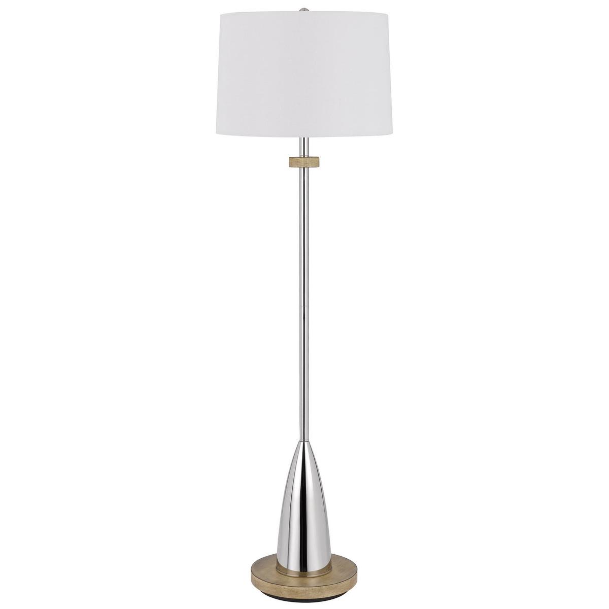 150W 3 WAY LOCKPORT METAL FLOOR LAMP WITH RUBBER WOOD BASE