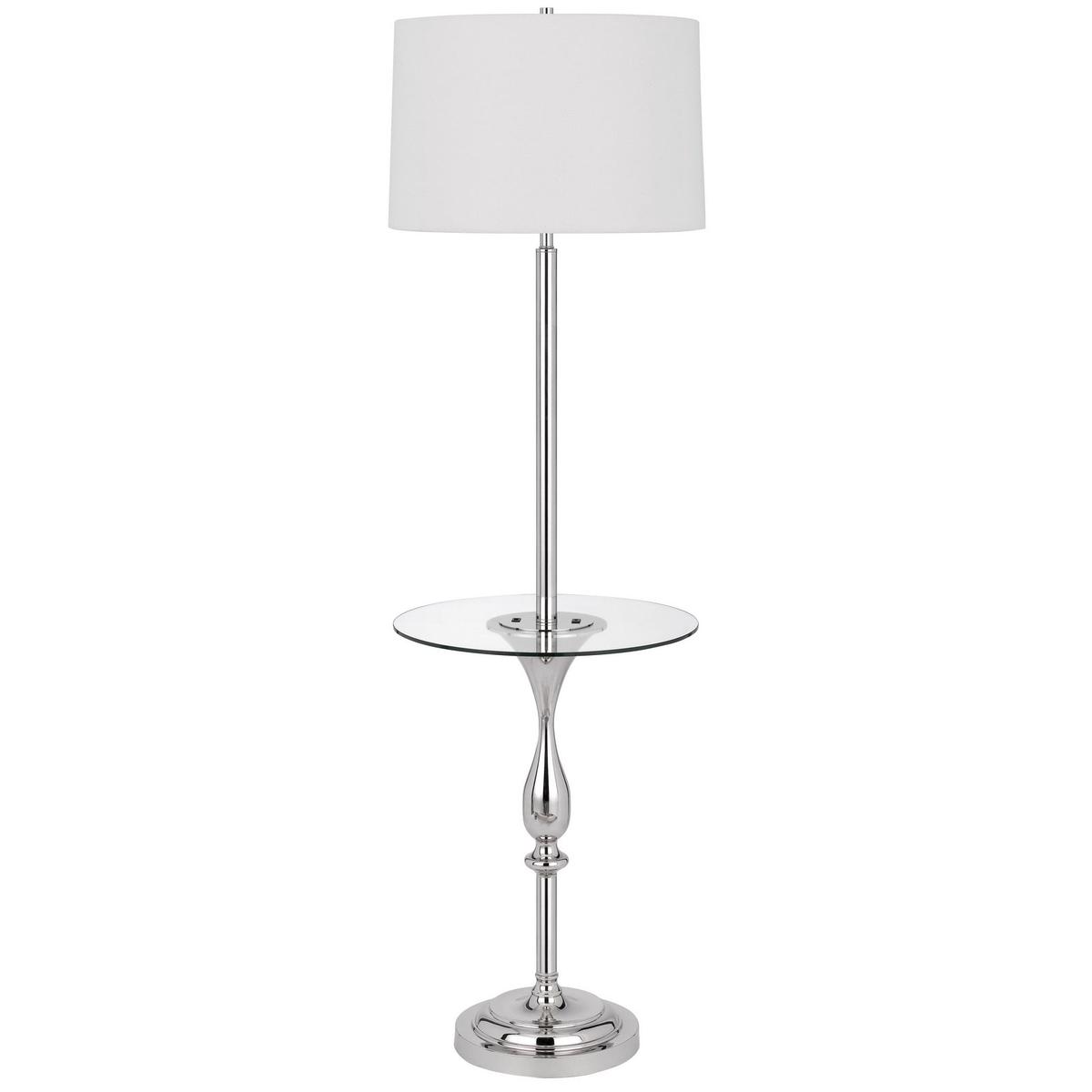150W 3 WAY STURGIS METAL FLOOR LAMP WITH GLASS TRAY TABLE AND 1 USB AND 1 TYPE C USB CHARGING PORTS AND RUBBER WOOD BASE