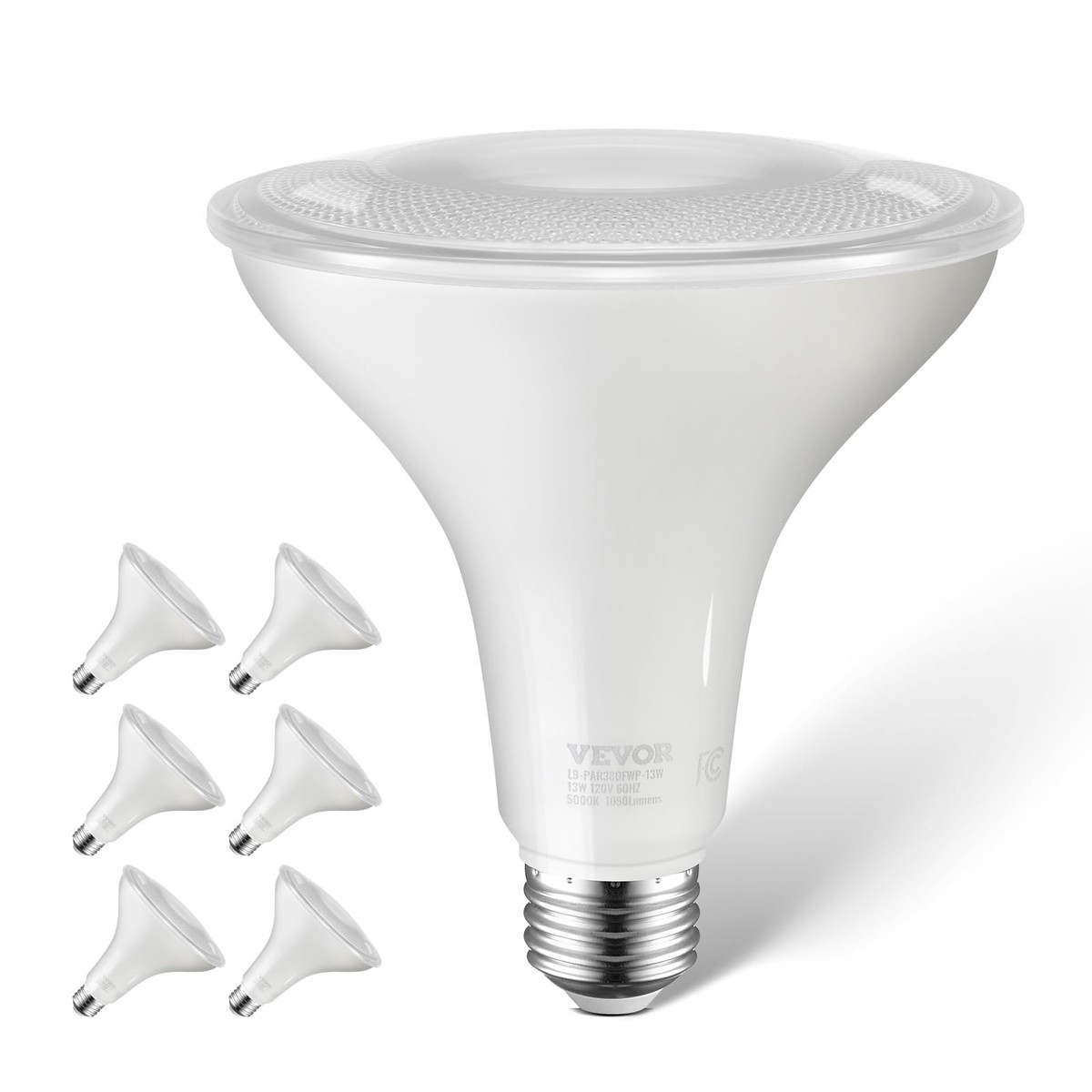 Vevor Par38 Flood Light Bulb, 6 Pack Led Outdoor Flood Lights, 1050 Lumens Led Flood Light Bulbs, 5000K Cool White Light, 15,000