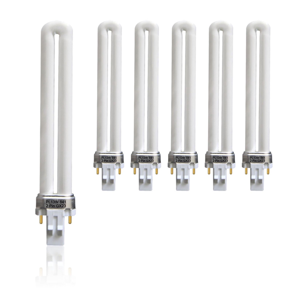 (6 Pack) 13 Watt Single Tube 2 Pin GX23 Base,PL-13W GX23 4100K Compact Fluorescent Light Bulb, Replaces Philips PLS13W41, Sylvan